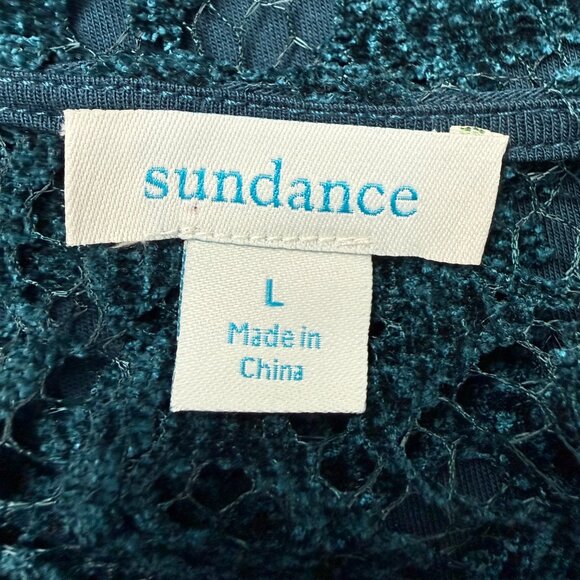 Sundance Large Remarkable Beauty Velvet Lace Overlay Long Sleeve Top Green Boho - Picture 9 of 13